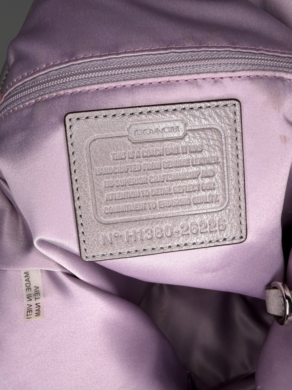 Coach Madison Sophia Leather Tote in Soft Lavender Pebbled Leather - Picture 8 of 9